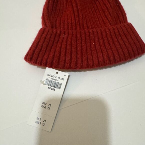 Abercrombie Red  HAT POMPOM Knit Hat w PomPom - Picture 2 of 9